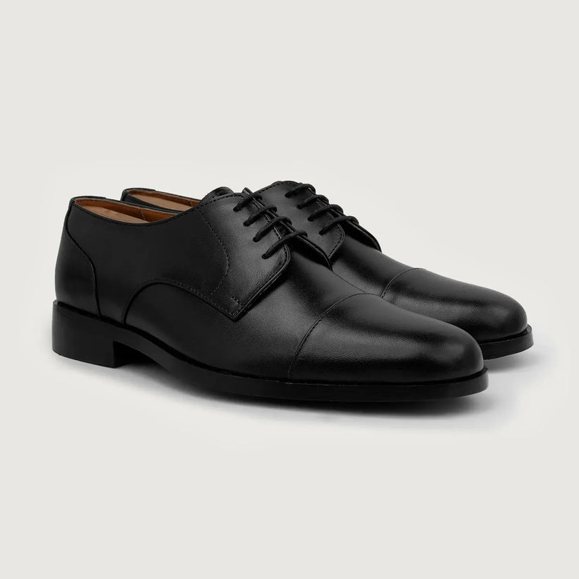 Attorney Derby Noir Leather Shoes pour Homme