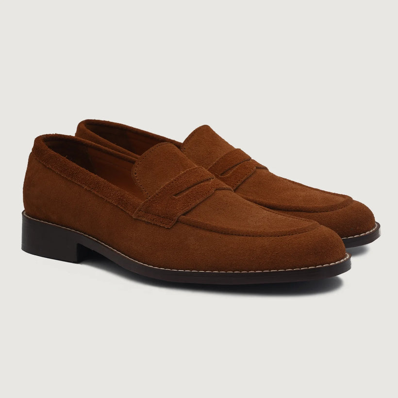 Baxton Marron Suede Leather Loafers pour Homme