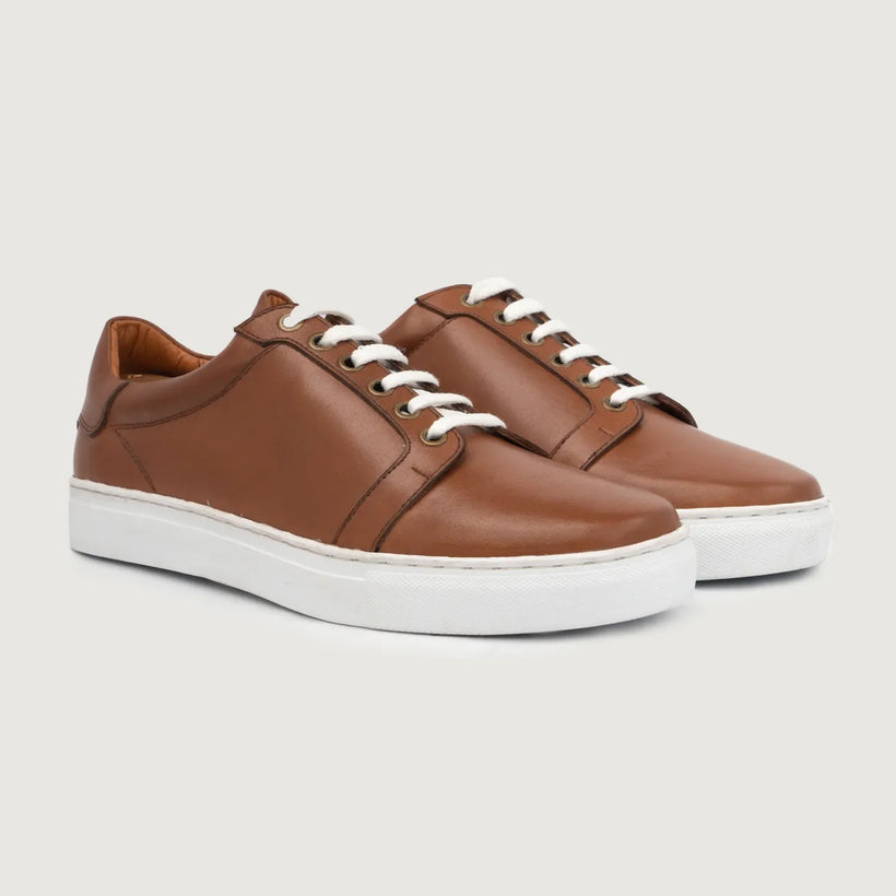 Carter Runn Camel Leather Sneakers pour Homme
