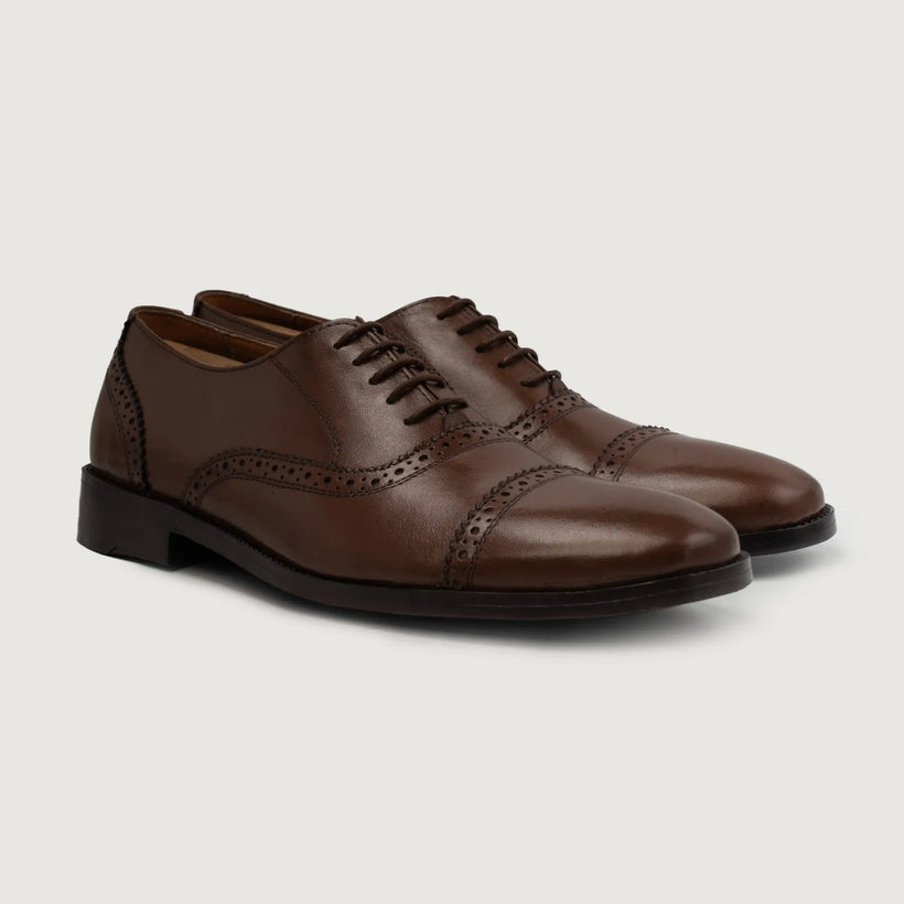 Grisson Brogues Oxford Marron Leather Shoes pour Homme