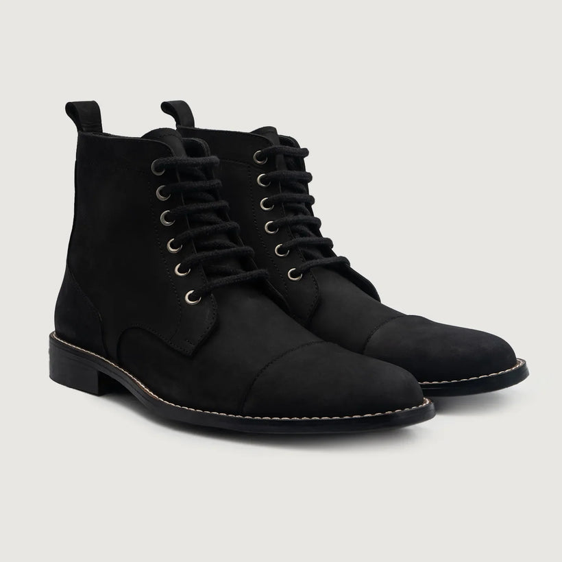 Knight Derby Noir Nubuck Bottines en cuir pour Homme