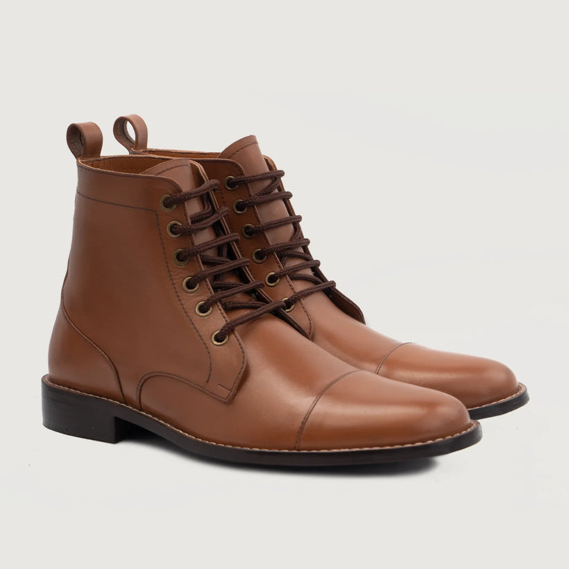 Knight Derby Camel Bottines en cuir pour Homme