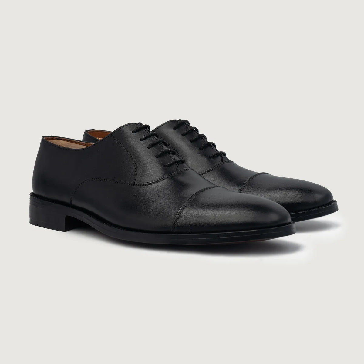 Professor Oxford Noir Chaussures en cuir pour Homme For Men en cuir de vachette noir véritable - Vue de profil | Acheter en ligne