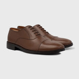 Professor Oxford Brown Leather Shoes For Men in Brown Full-Grain Leather - Lateral Side Profile View | Buy Online