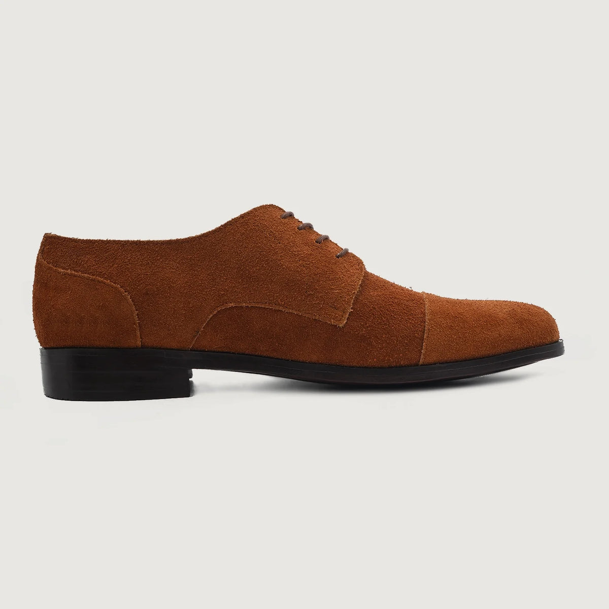 Brown Goatskin Suede Leather Shoes - Montage cousu Goodyear & détail de l'embout avant