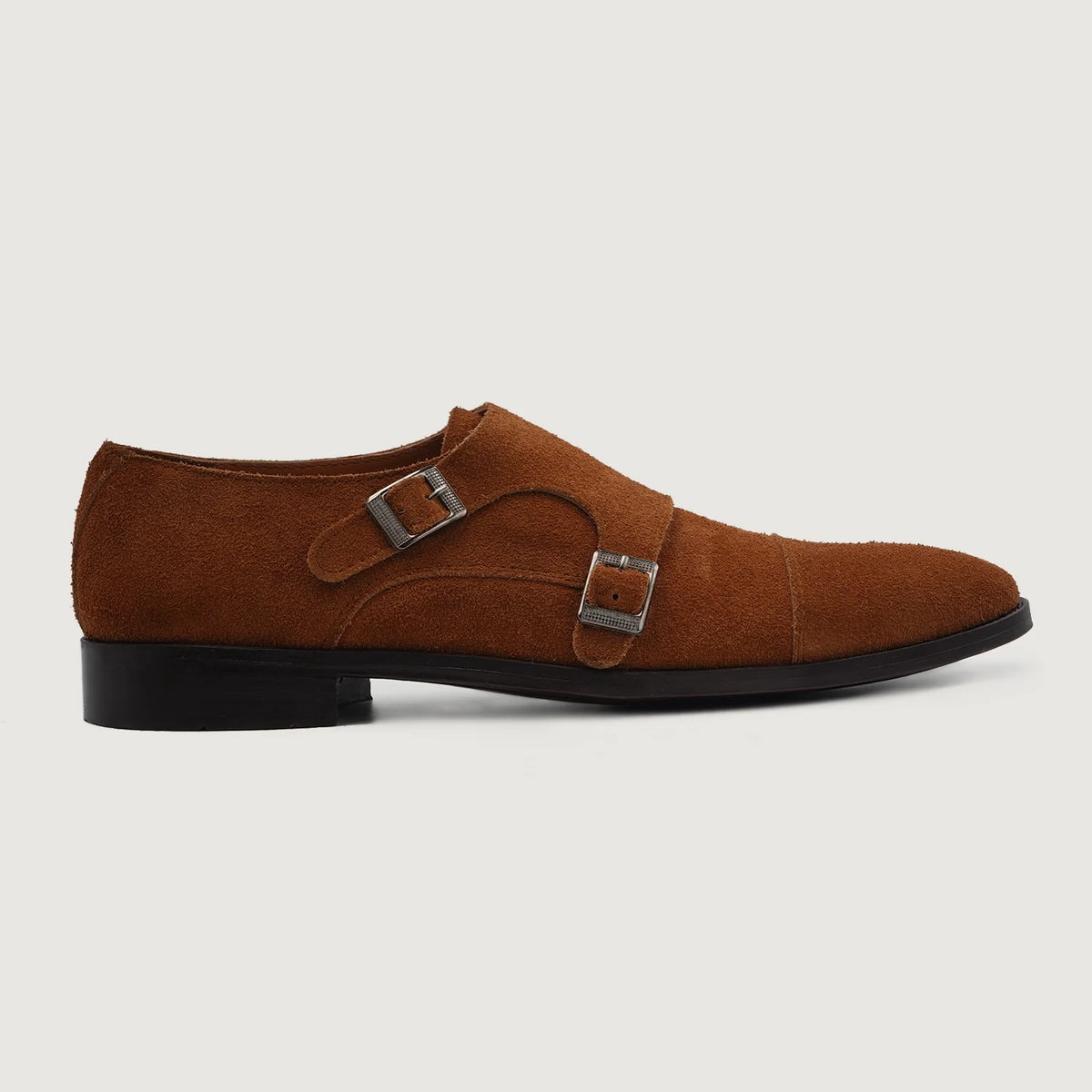 Brown Goatskin Suede Leather Shoes - Montage cousu Goodyear & détail de l'embout avant