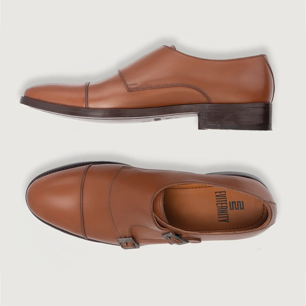 Boston Chaussures à double boucle Camel Chaussures en cuir For Men - Contrefort de talon renforcé & surpiqûres doubles de précision