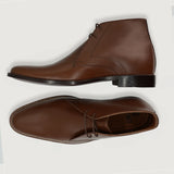 Corry Chukka Brown Leather Boots For Men - Reinforced Heel Counter & Precision Double-Row Stitching Detail
