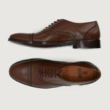 Greyson Brogues Oxford Brown Leather Shoes For Men - Reinforced Heel Counter & Precision Double-Row Stitching Detail