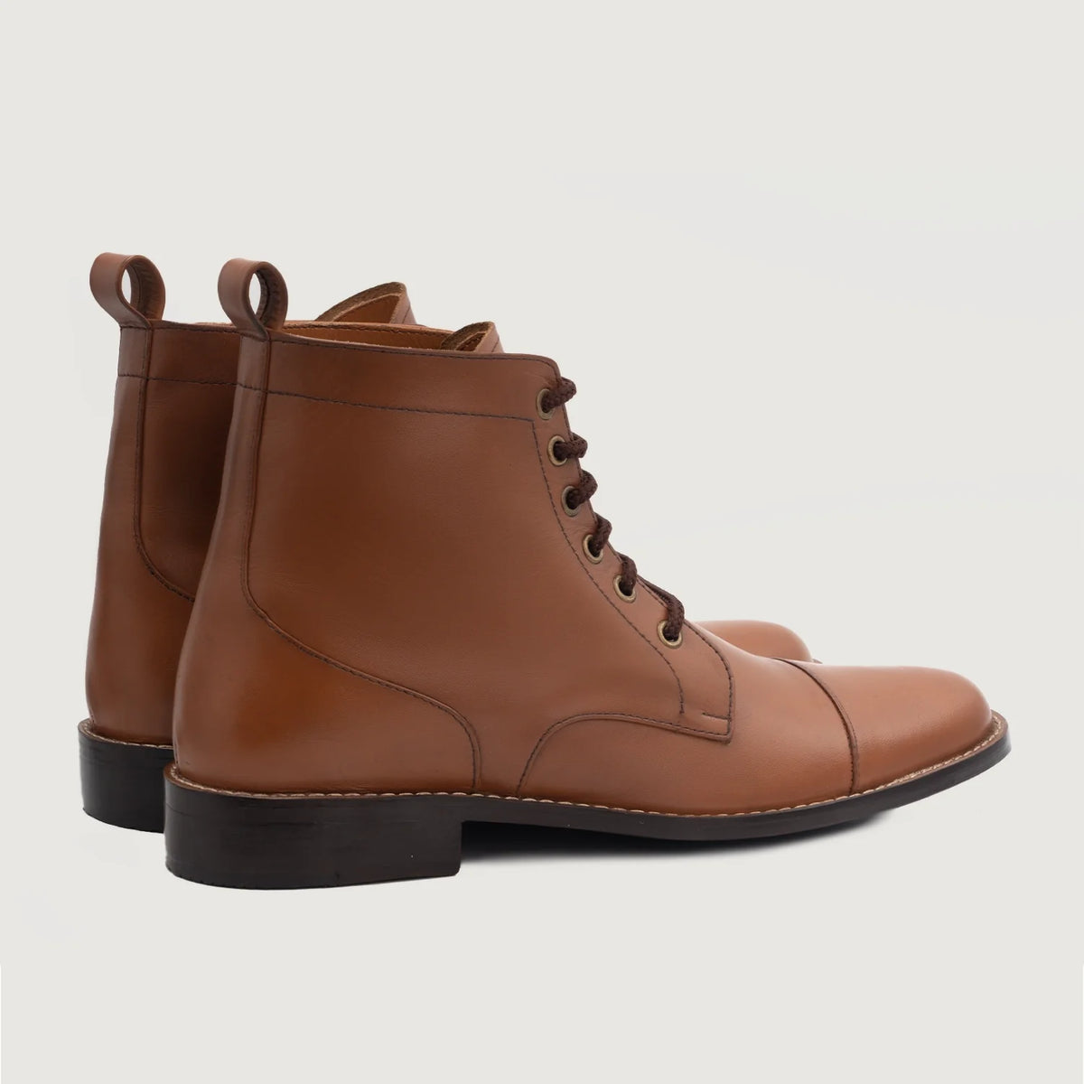 Knight Derby Camel Bottines en cuir pour Homme For Men - Contrefort de talon renforcé & surpiqûres doubles de précision