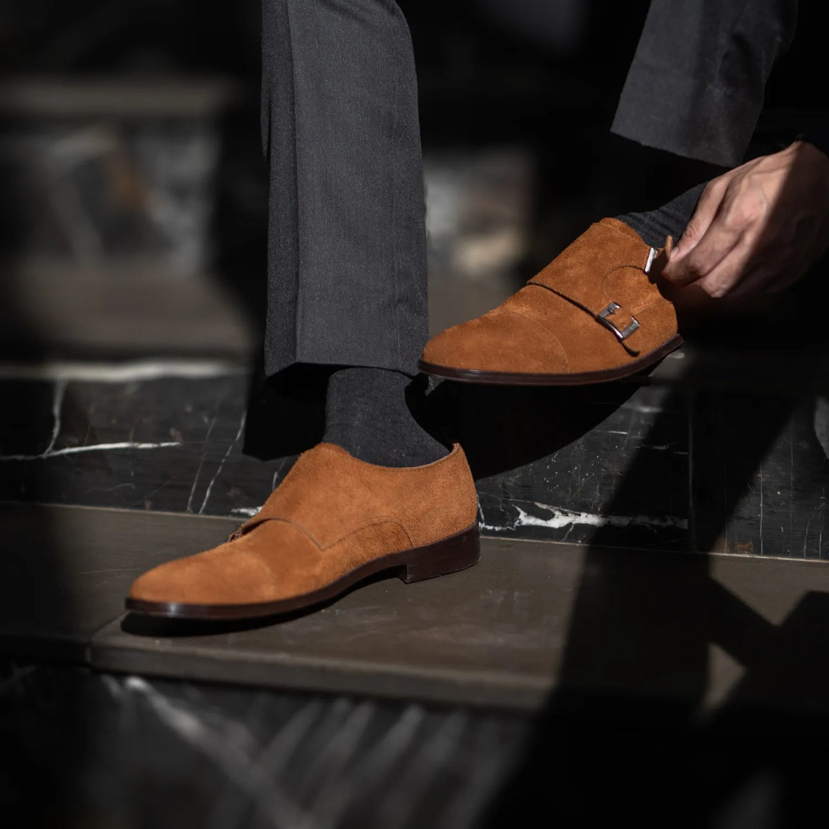 Orlaven Boston Chaussures à double boucle Marron Suede Chaussures en cuir footwear image 10