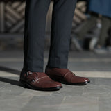 Orlaven Boston Double Monk Strap Maroon Leather Shoes footwear image 9