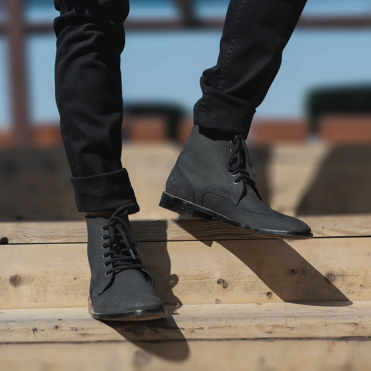 Orlaven Duster Brogues Derby Noir Nubuck Bottines en cuir pour Homme footwear image 9