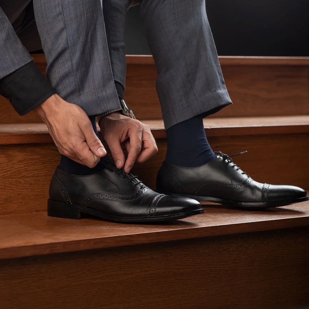 Orlaven Grisson Brogues Oxford Noir Chaussures en cuir pour Homme footwear image 9