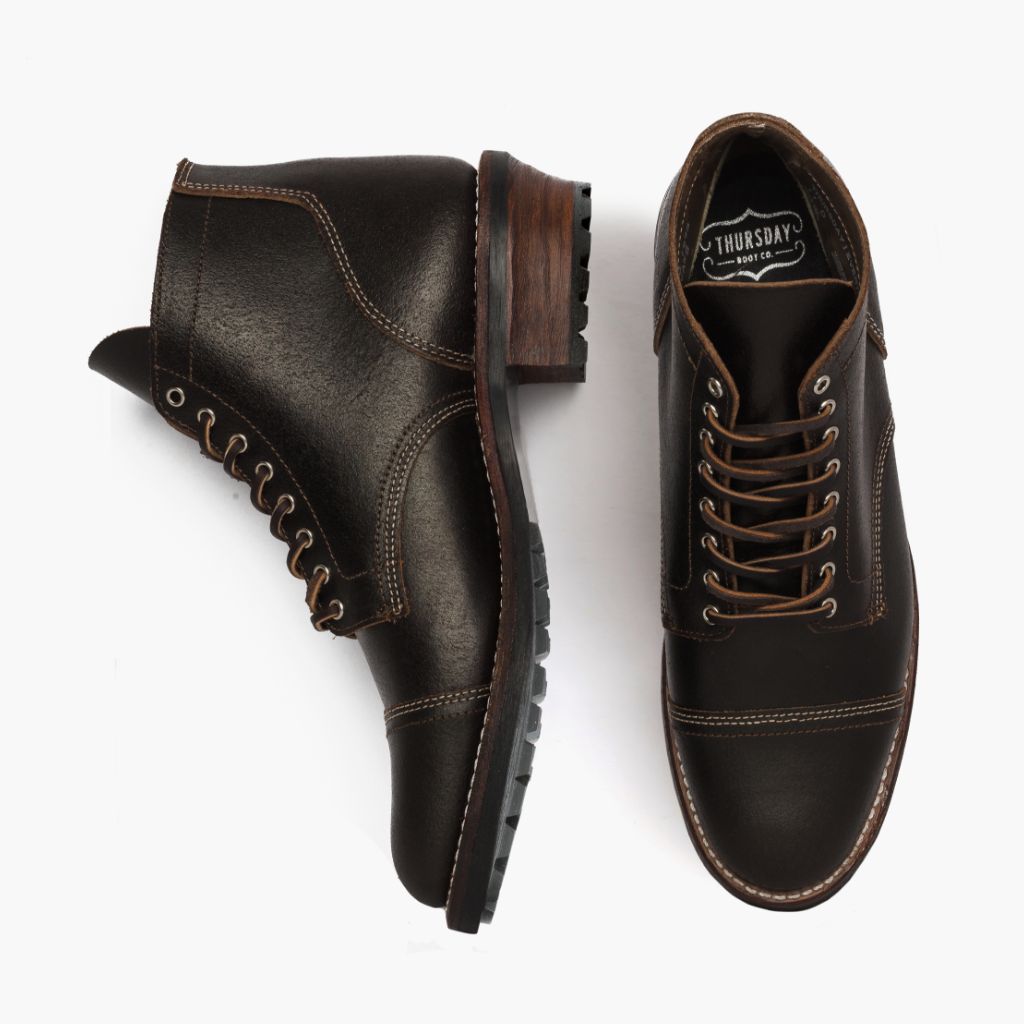 Vanguard Waxed Cacao Bottines en cuir pour Homme For Men - Contrefort de talon renforcé & surpiqûres doubles de précision