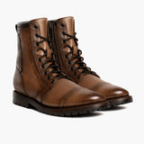 Casa Moto Amber Wheat Leather Boots in Classic Full-Grain Leather - Front Profile View & Tailored Silhouette | Buy Online