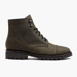 Olive Full-Grain leather Boots - Goodyear Welt Construction & Front Toe Box Detail