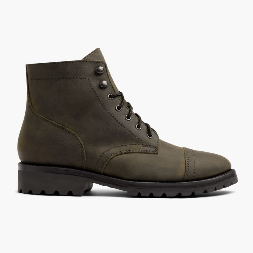 Captain StormKing® Dark Olive Matte Leather Boots pour Homme