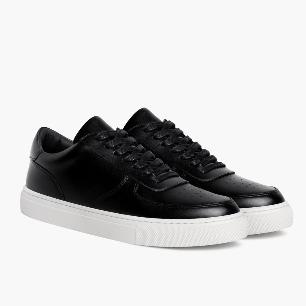 Court Noir Baskets en cuir pour Homme en cuir de vachette noir véritable - Vue de profil | Acheter en ligne