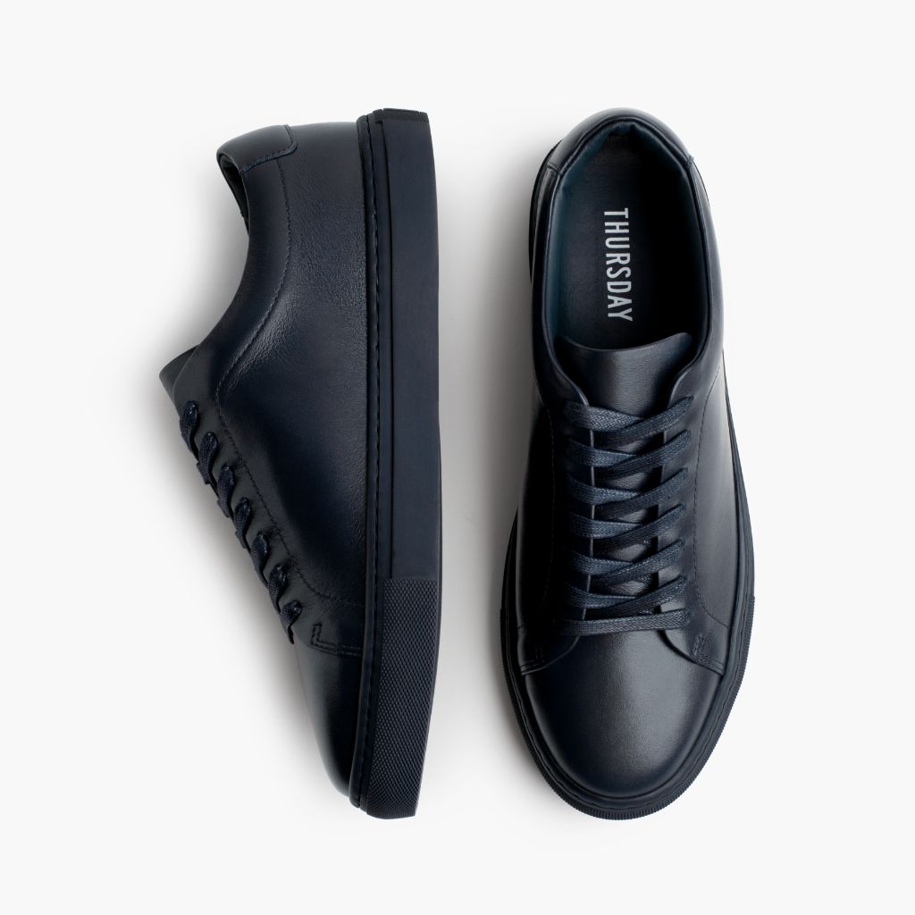 Encore Navy Leather Sneakers - Contrefort de talon renforcé & surpiqûres doubles de précision