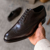 Tailored Rib Cuffs & Hem Craftsmanship Construction Detail on Aviator Chocolate Leather Loafers