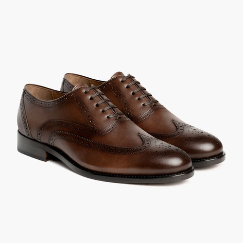 Aviator Cinnamon Leather Shoes in Classic Full-Grain Leather - Front Profile View & Tailored Silhouette | Buy Online