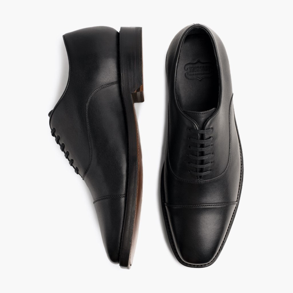Executive Noir Baskets en cuir pour Homme - Contrefort de talon renforcé & surpiqûres doubles de précision