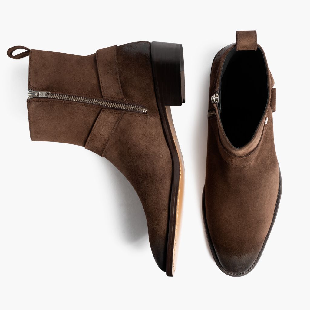 Harness Marron Foncé Suede Bottines en cuir pour Homme - Contrefort de talon renforcé & surpiqûres doubles de précision