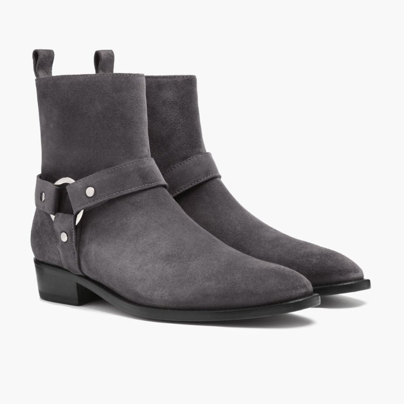 Harness Gris Suede Leather Boots pour Homme