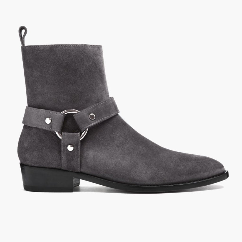Harness Gris Suede Leather Boots pour Homme