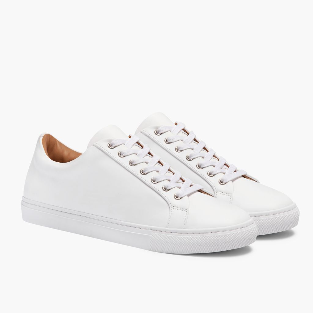 Premier Low Top Blanc Baskets en cuir pour Homme For Men in White Full-Grain Leather - Vue de profil | Acheter en ligne