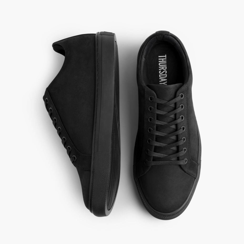 Premier Low Top Noir Mat Baskets en cuir pour Homme For Men - Contrefort de talon renforcé & surpiqûres doubles de précision