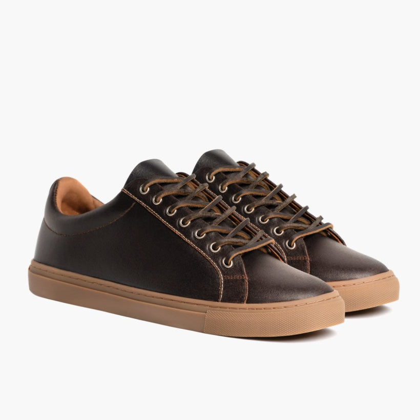 Premier Low Top Cacao Leather Sneakers pour Homme