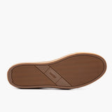 High-Traction Rubber Outsole & Lug Tread Pattern on Premier Low Top Cacao Leather Sneakers For Men