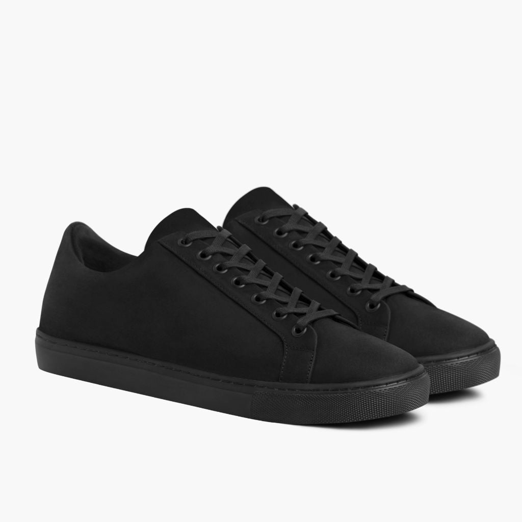 Premier Low Top Noir Mat Baskets en cuir pour Homme For Men en cuir de vachette noir véritable - Vue de profil | Acheter en ligne
