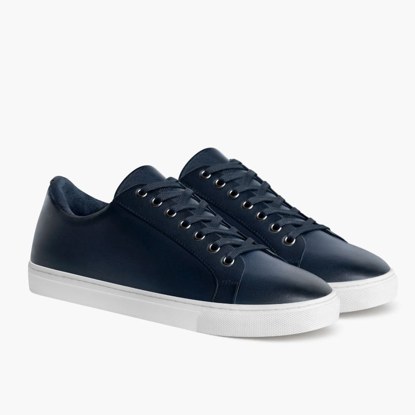 Premier Low Top Deep Bleu Leather Sneakers pour Homme