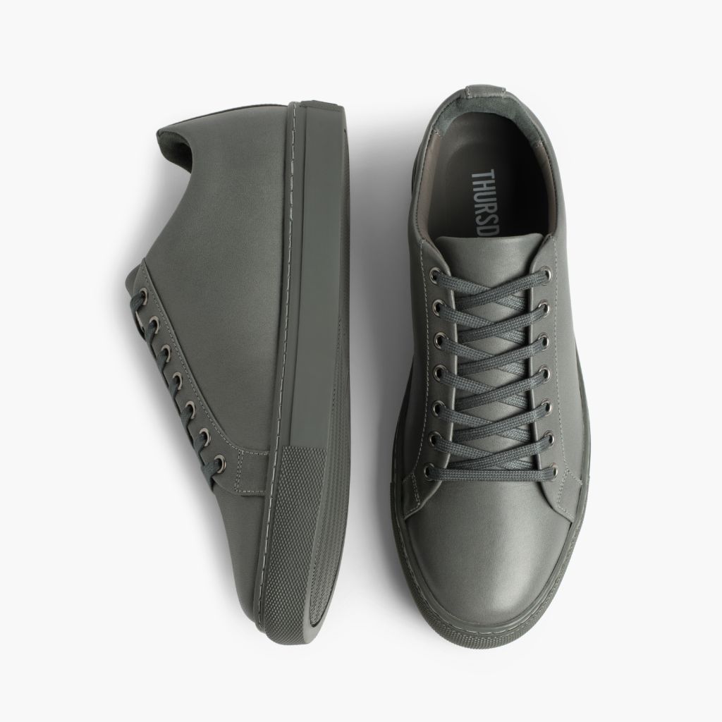 Premier Low Top Gris Baskets en cuir pour Homme For Men - Contrefort de talon renforcé & surpiqûres doubles de précision