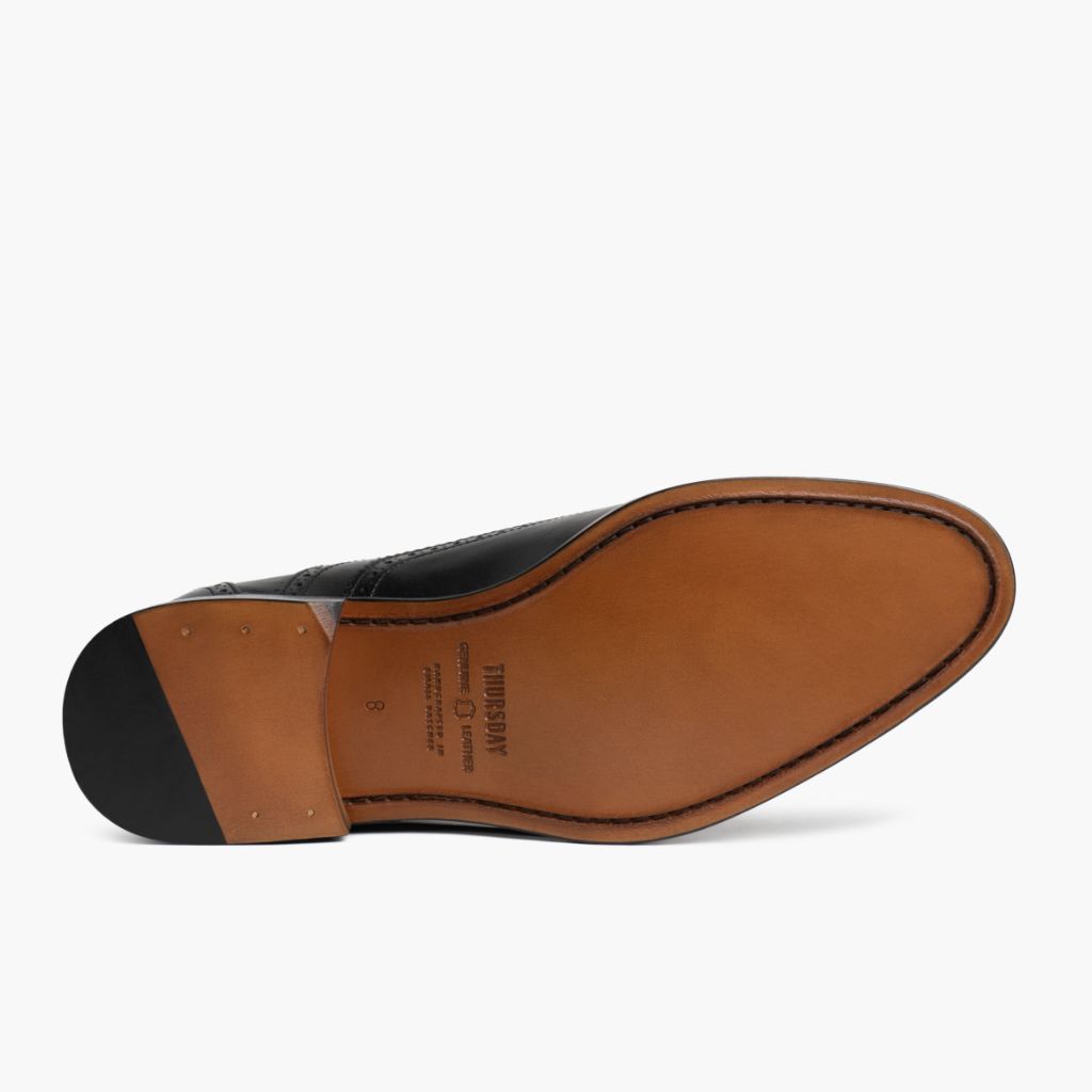Vue détaillée of Classic Collar & Heavy-Duty Zipper Hardware on Aviator Noir Mocassins en cuir pour Homme
