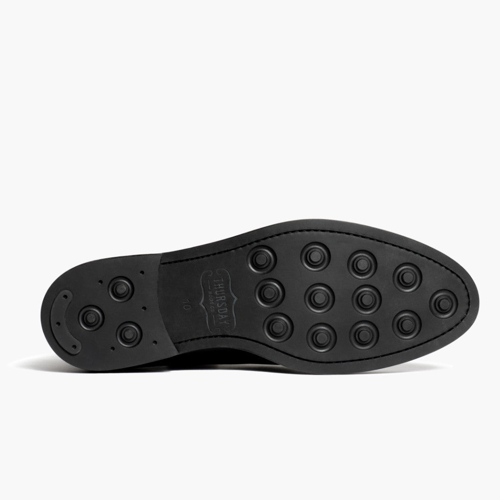 High-Traction Rubber Outsole & Lug Tread Pattern on Cadet Noir Bottines en cuir pour Homme