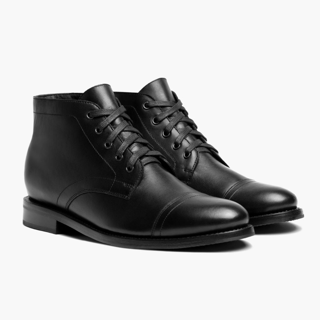 Cadet Noir Bottines en cuir pour Homme en cuir de vachette noir véritable - Vue de profil | Acheter en ligne