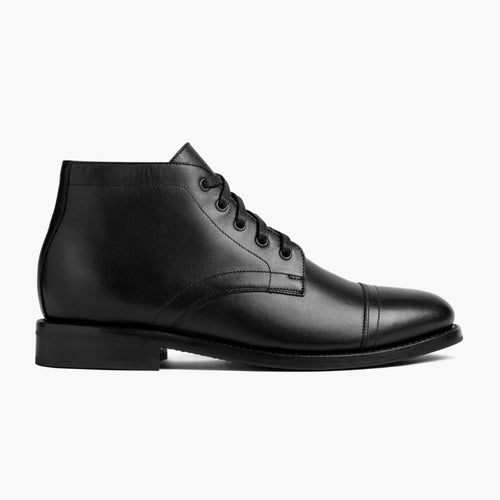 Black Full-Grain leather Boots - Goodyear Welt Construction & Front Toe Box Detail