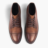 Cadet Walnut Leather Boots - Reinforced Heel Counter & Precision Double-Row Stitching Detail