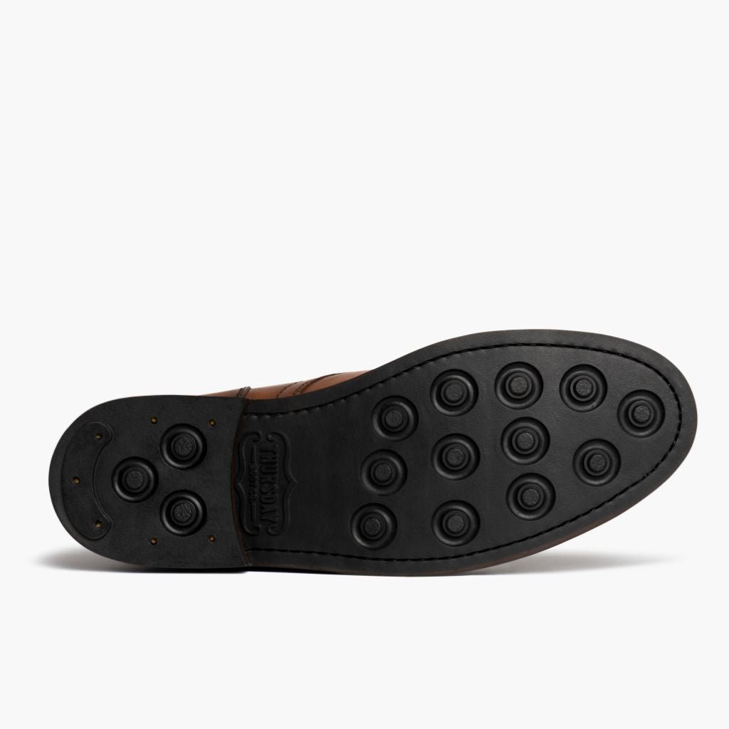 High-Traction Rubber Outsole & Lug Tread Pattern on Captain Toffee Leather Boots