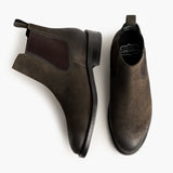 Duke Dark Olive Suede Leather Boots - Reinforced Heel Counter & Precision Double-Row Stitching Detail