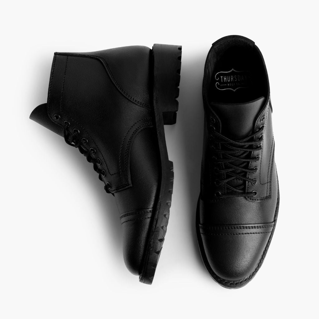 Vanguard Noir Waxed Roughout Bottines en cuir pour Homme For Men - Contrefort de talon renforcé & surpiqûres doubles de précision