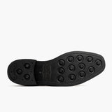 High-Traction Rubber Outsole & Lug Tread Pattern on Wingtip Black Leather Boots For Men