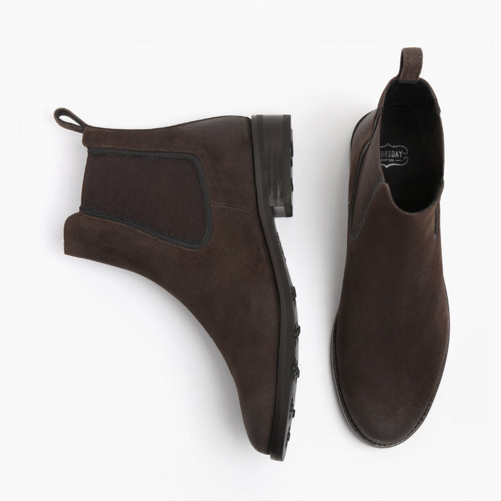 Duchess Marron Foncé Suede Bottines en cuir pour Femme - Contrefort de talon renforcé & surpiqûres doubles de précision