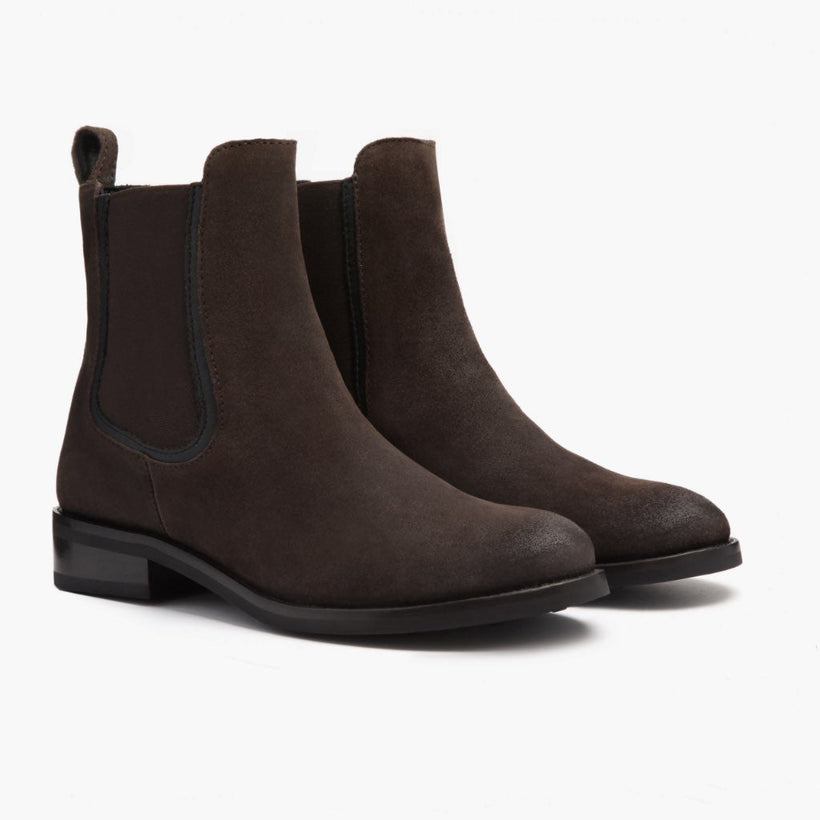 Duchess Dark Marron Suede Leather Boots pour Femme