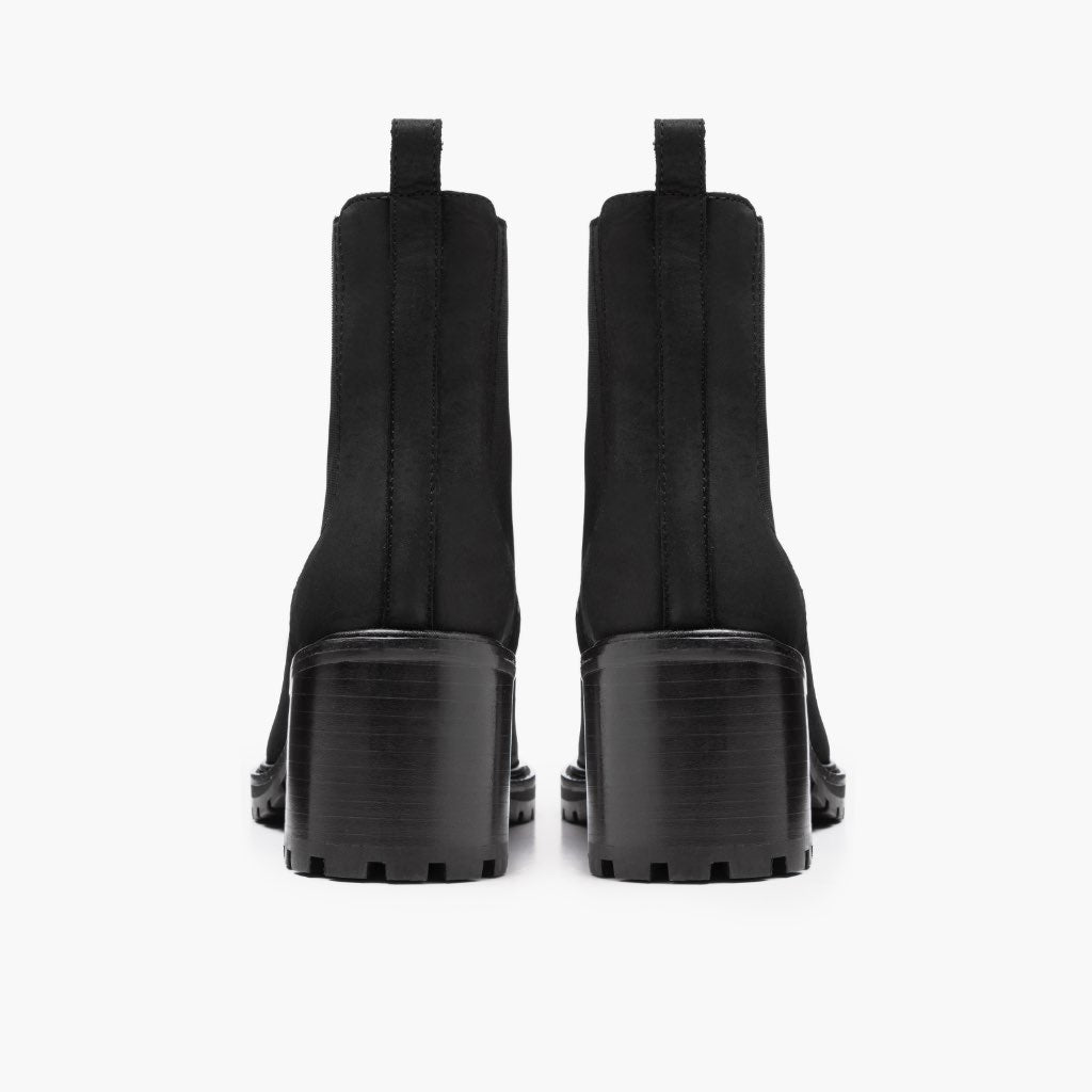 Knockout Black Matte Leather Boots - Reinforced Heel Counter & Precision Double-Row Stitching Detail