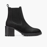 Knockout Black Matte Leather Boots in Black Full-Grain Leather - Lateral Side Profile View | Buy Online